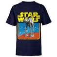 thumbnail image 1 of Star Wars AT-AT Walker TIE Fighter Distressed Retro - Short Sleeve T-Shirt for Kids - Customized-Navy, 1 of 5