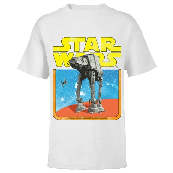 Star Wars AT-AT Walker TIE Fighter Distressed Retro - Short Sleeve T-Shirt for Kids - Customized-White
