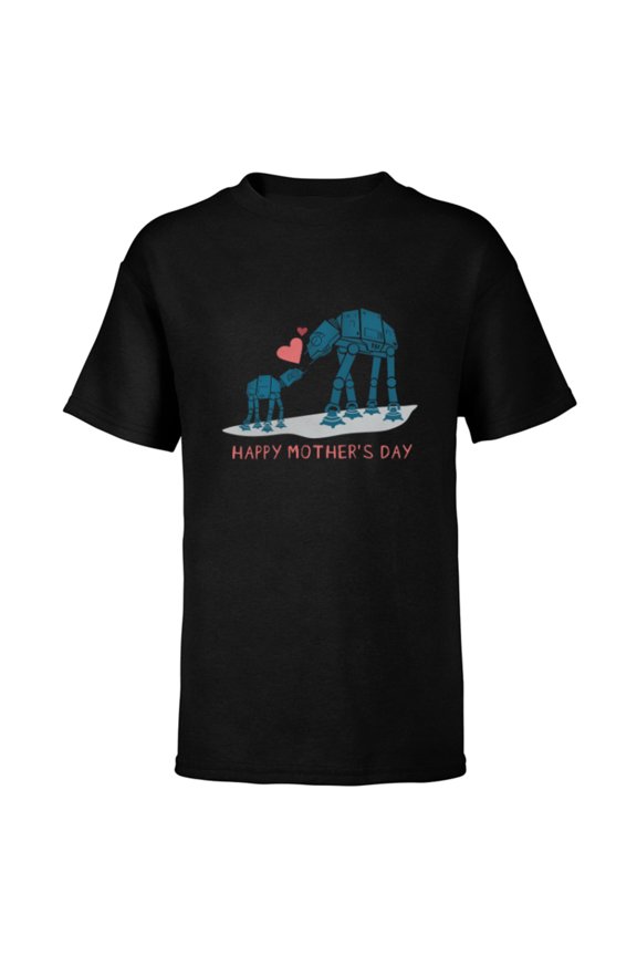 AT-AT Walkers Happy Mother's Day - Short Sleeve T-Shirt for Kids - Customized-Black