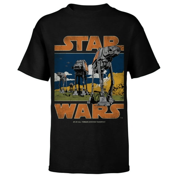 Star Wars AT-AT Walkers Vintage - Short Sleeve T-Shirt for Kids - Customized-Black