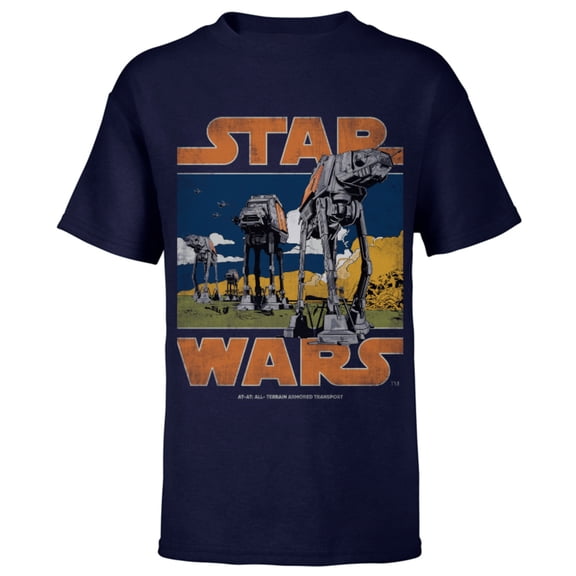 Star Wars AT-AT Walkers Vintage - Short Sleeve T-Shirt for Kids - Customized-Navy