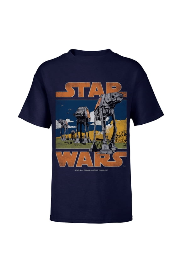 AT-AT Walkers Vintage - Short Sleeve T-Shirt for Kids - Customized-Navy