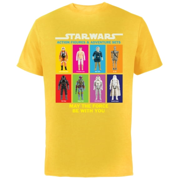 Star Wars Action Figures May The Force Be With You - Short Sleeve Cotton T-Shirt for Adults - Customized-Yellow