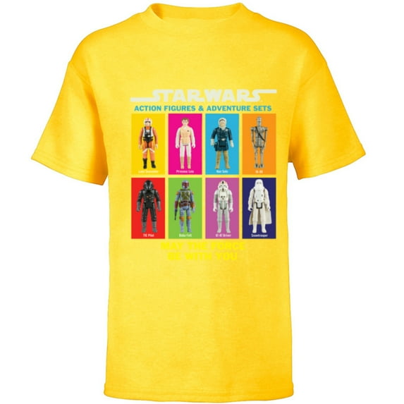 Star Wars Action Figures May The Force Be With You - Short Sleeve T-Shirt for Kids - Customized-Yellow