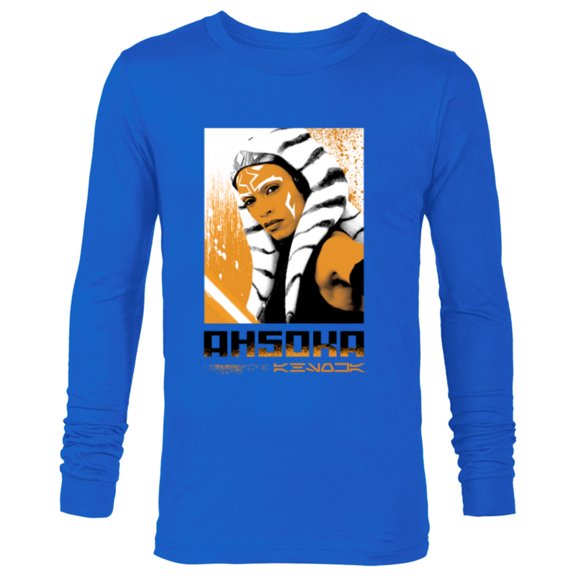Star Wars Ahsoka Face and Name in Aurebesh Disney  Series - Long Sleeve T-Shirt for Men - Customized-Navy