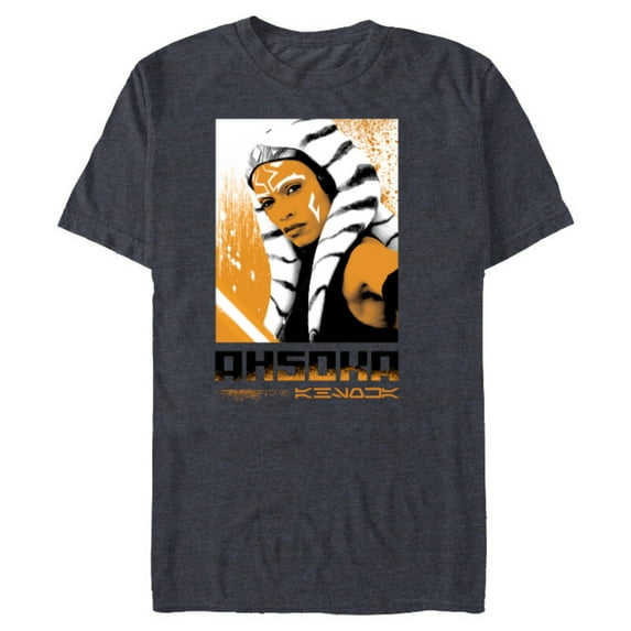 Star Wars Ahsoka Face and Name in Aurebesh Disney+ Series - Short Sleeve Blended T-Shirt for Adults - Customized-Navy Heather