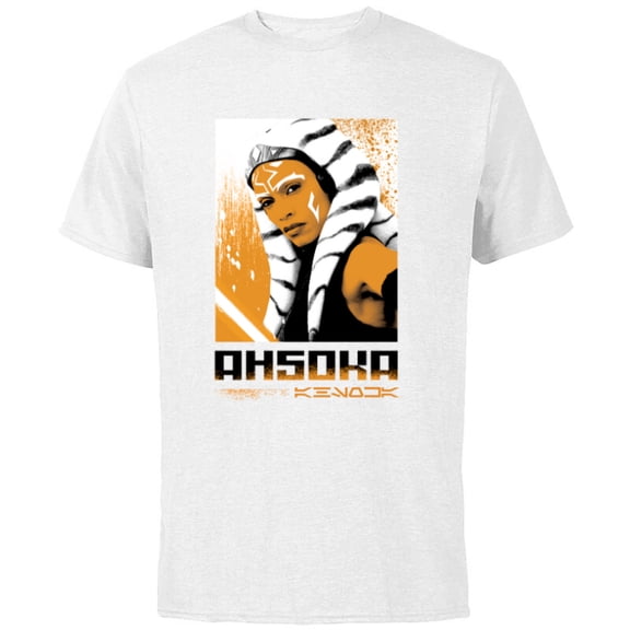 Star Wars Ahsoka Face and Name in Aurebesh Disney+ Series - Short Sleeve Cotton T-Shirt for Adults - Customized-White
