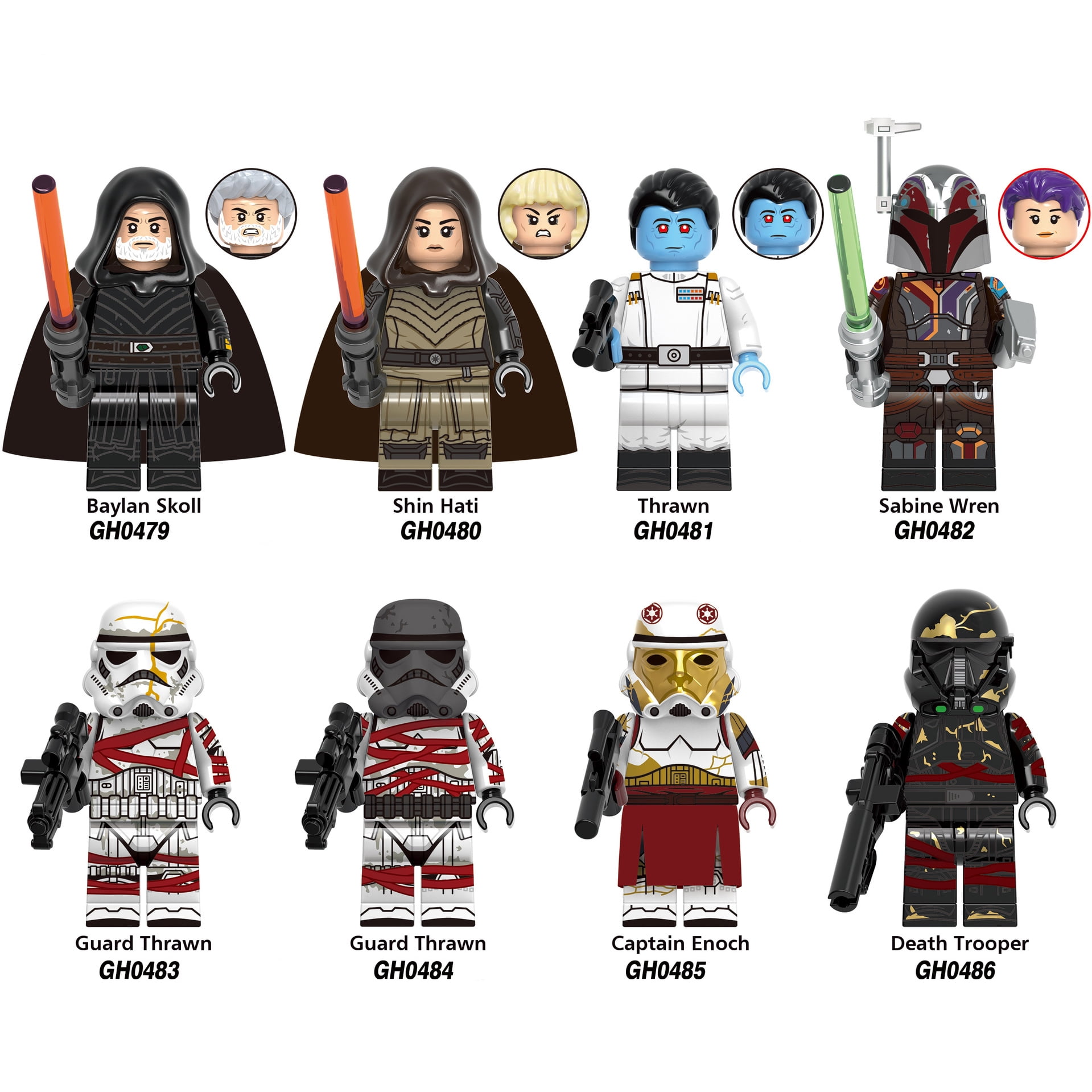 Star Wars Ahsoka Jedi The Mandalorian Clone Wars Building Block Figure x 8 Set B Walmart