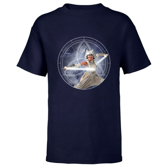 Star Wars Ahsoka Part 5 White Costume Lightsabers & Star-Map - Short Sleeve T-Shirt for Kids - Customized-Navy