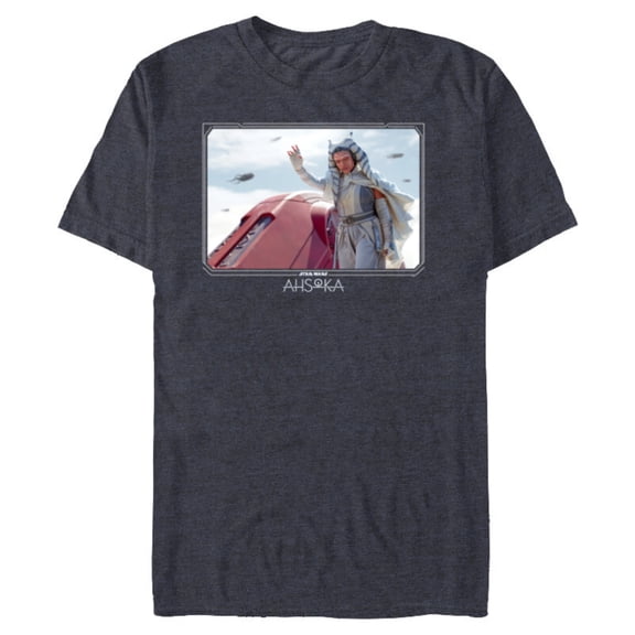 Star Wars Ahsoka Part 5 White Costume & Purrgil StarWhales - Short Sleeve Blended T-Shirt for Adults - Customized-Navy Heather