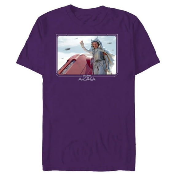 Star Wars Ahsoka Part 5 White Costume & Purrgil StarWhales - Short Sleeve Blended T-Shirt for Adults - Customized-Purple