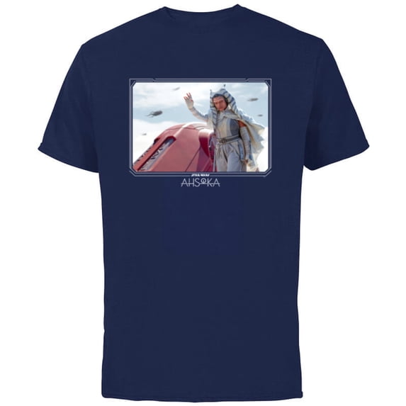 Star Wars Ahsoka Part 5 White Costume & Purrgil StarWhales - Short Sleeve Cotton T-Shirt for Adults - Customized-Navy