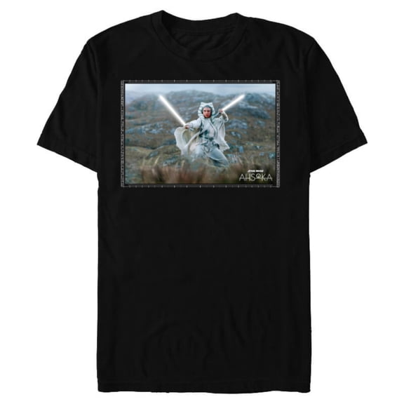 Star Wars Ahsoka Part 7 White Costume Lightsabers Peridea - Short Sleeve Blended T-Shirt for Adults - Customized-Black