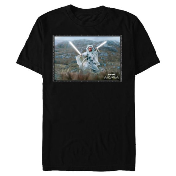 Star Wars Ahsoka Part 7 White Costume Lightsabers Peridea - Short Sleeve Blended T-Shirt for Adults - Customized-Black