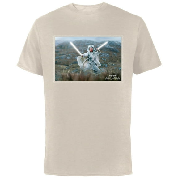 Star Wars Ahsoka Part 7 White Costume Lightsabers Peridea - Short Sleeve Cotton T-Shirt for Adults - Customized-Natural