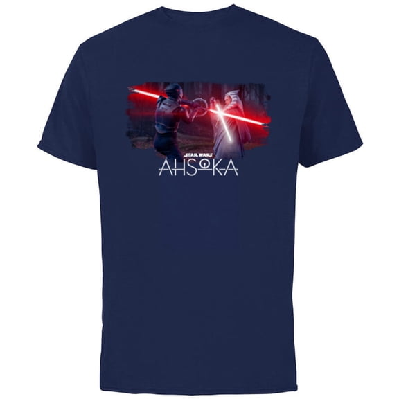 Star Wars Ahsoka Part Four Lightsaber Duel vs Marrok Disney+ - Short Sleeve Cotton T-Shirt for Adults - Customized-Navy
