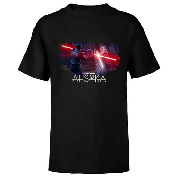 Star Wars Ahsoka Part Four Lightsaber Duel vs Marrok Disney+ - Short Sleeve T-Shirt for Kids - Customized-Black