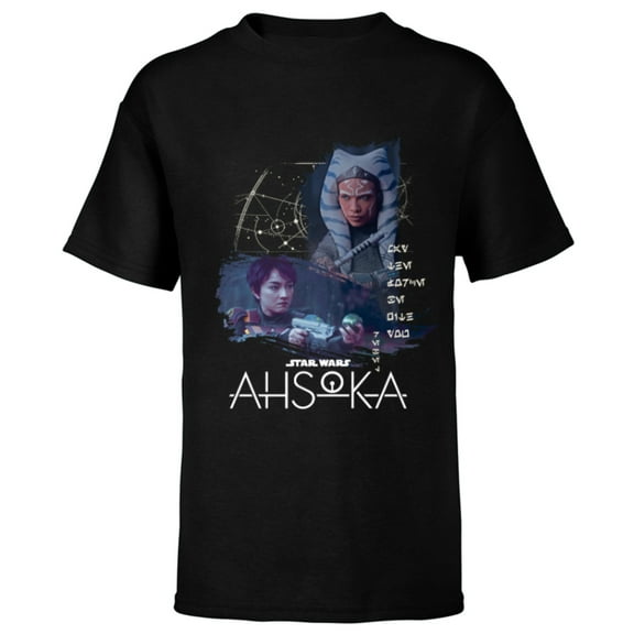 Star Wars Ahsoka Part Four Sabine Rebel Aurebesh Disney  - Short Sleeve T-Shirt for Kids - Customized-Black