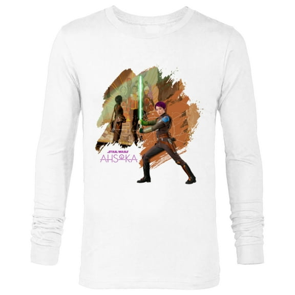 Star Wars Ahsoka Part Two Sabine Wren Mural and Lightsaber - Long Sleeve T-Shirt for Men - Customized-White