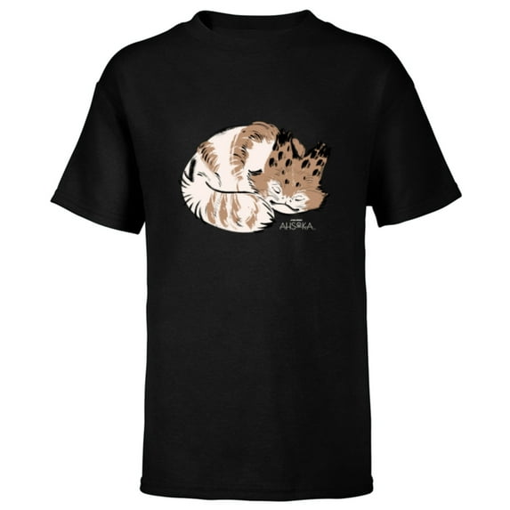 Star Wars Ahsoka Sabine Wren’s Sleeping Loth-Cat Sumi-e - Short Sleeve T-Shirt for Kids - Customized-Black