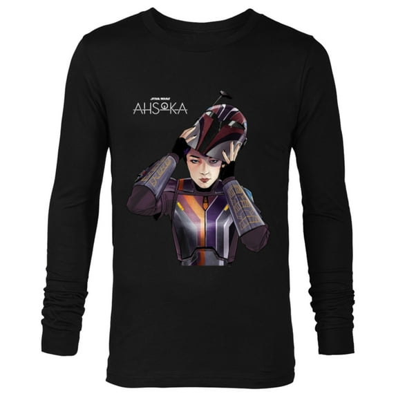 Star Wars Ahsoka Sabine Wren with Mandalorian Helmet Disney+ - Long Sleeve T-Shirt for Men - Customized-Black