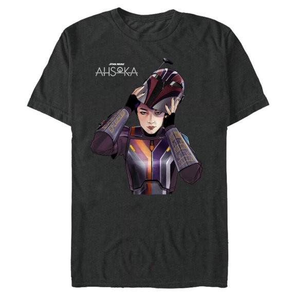 Star Wars Ahsoka Sabine Wren with Mandalorian Helmet Disney+ - Short Sleeve Blended T-Shirt for Adults - Customized-Dark Heather
