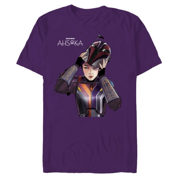 Star Wars Ahsoka Sabine Wren with Mandalorian Helmet Disney  - Short Sleeve Blended T-Shirt for Adults - Customized-Purple