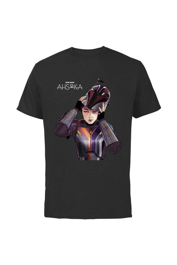 Ahsoka Sabine Wren with Mandalorian Helmet Disney+ - Short Sleeve Cotton T-Shirt for Adults - Customized-Black