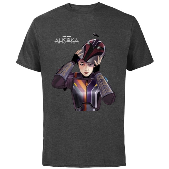 Star Wars Ahsoka Sabine Wren with Mandalorian Helmet Disney+ - Short Sleeve Cotton T-Shirt for Adults - Customized-Charcoal