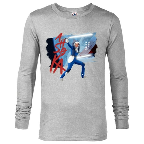 Star Wars Ahsoka Spacesuit Lightsaber Battle Rebel Jedi - Long Sleeve T-Shirt for Men - Customized-Athletic Heather