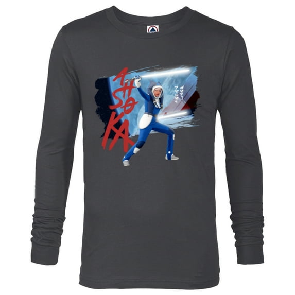 Star Wars Ahsoka Spacesuit Lightsaber Battle Rebel Jedi - Long Sleeve T-Shirt for Men - Customized-Charcoal Heather