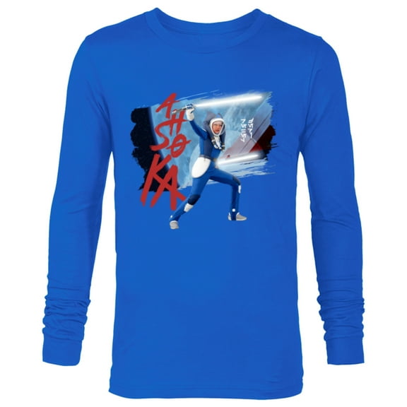 Star Wars Ahsoka Spacesuit Lightsaber Battle Rebel Jedi - Long Sleeve T-Shirt for Men - Customized-Navy