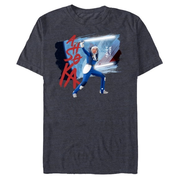 Star Wars Ahsoka Spacesuit Lightsaber Battle Rebel Jedi - Short Sleeve Blended T-Shirt for Adults - Customized-Navy Heather