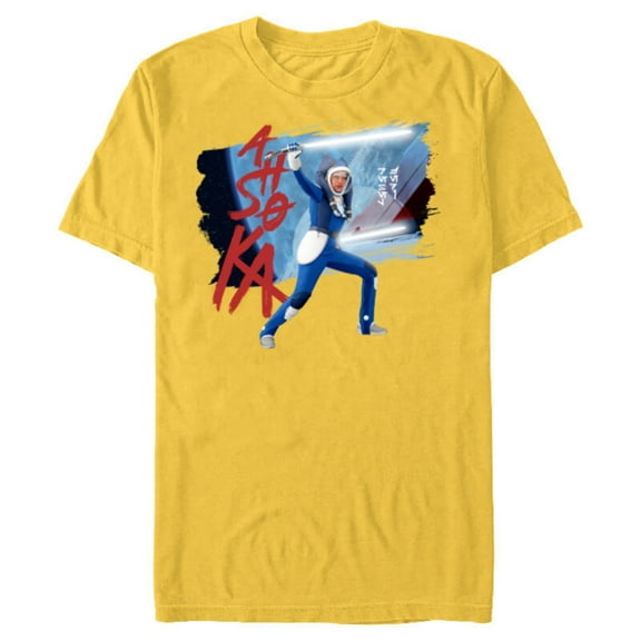 Star Wars Ahsoka Spacesuit Lightsaber Battle Rebel Jedi - Short Sleeve Blended T-Shirt for Adults - Customized-Yellow
