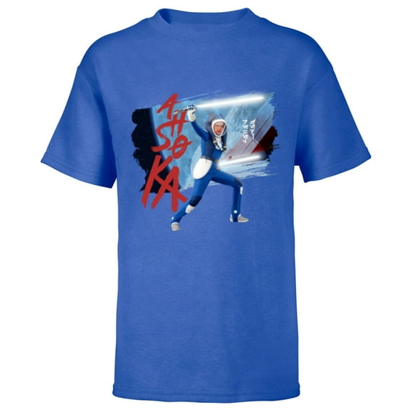 Star Wars Ahsoka Spacesuit Lightsaber Battle Rebel Jedi - Short Sleeve T-Shirt for Kids - Customized-Royal