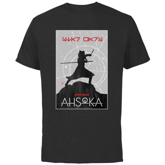 Star Wars Ahsoka Star Map Fulcrum Symbol Aurebesh Disney+ - Short Sleeve Cotton T-Shirt for Adults - Customized-Black