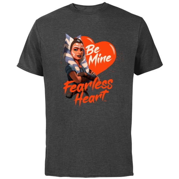Star Wars Ahsoka Tano Be Mine Fearless Heart Valentine’s Day - Short Sleeve Cotton T-Shirt for Adults - Customized-Charcoal