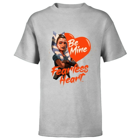 Star Wars Ahsoka Tano Be Mine Fearless Heart Valentine’s Day - Short Sleeve T-Shirt for Kids - Customized-Athletic Heather