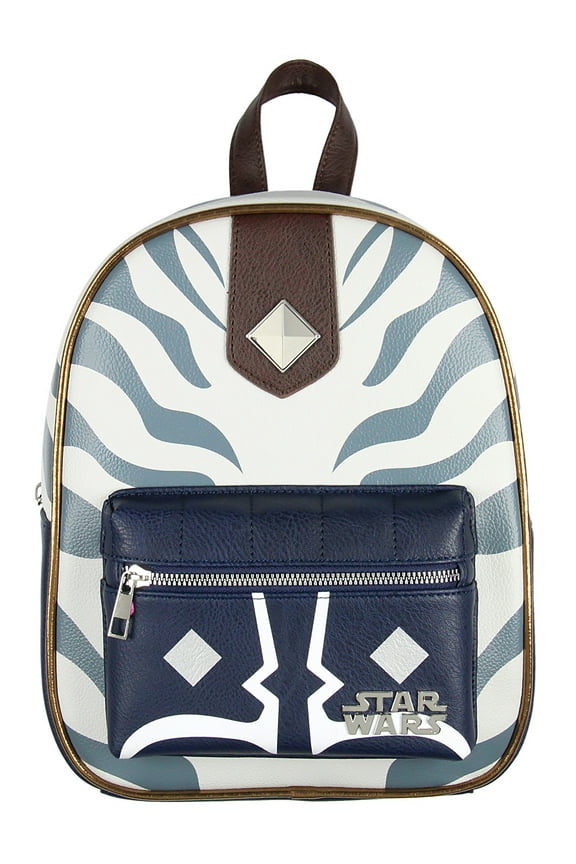 Star Wars Ahsoka Tano Character Pattern Faux Leather Tote Bag Mini Backpack 12"