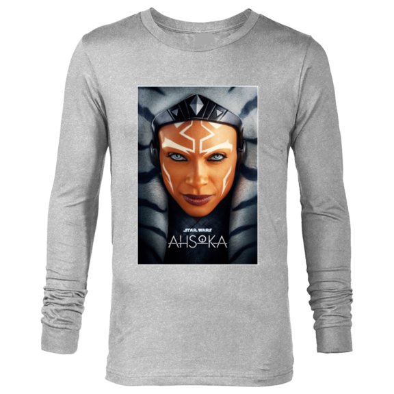 Star Wars Ahsoka Tano Face & Logo Series Poster Art Disney+ - Long Sleeve T-Shirt for Men - Customized-Athletic Heather