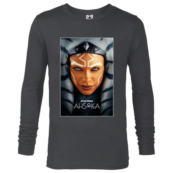 Star Wars Ahsoka Tano Face & Logo Series Poster Art Disney+ - Long Sleeve T-Shirt for Men - Customized-Charcoal Heather