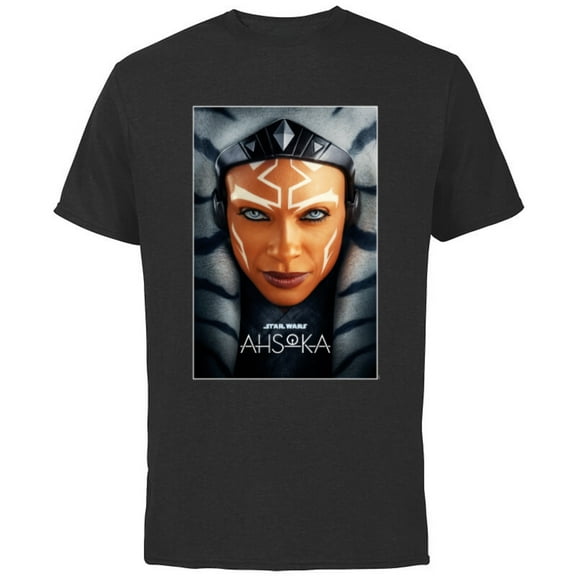 Star Wars Ahsoka Tano Face & Logo Series Poster Art Disney+ - Short Sleeve Cotton T-Shirt for Adults - Customized-Black