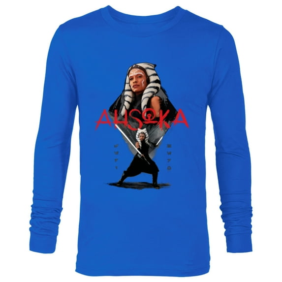 Star Wars Ahsoka Tano Jedi Hero Aurebesh Disney+ - Long Sleeve T-Shirt for Men - Customized-Navy
