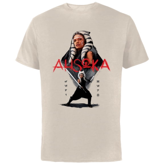 Star Wars Ahsoka Tano Jedi Hero Aurebesh Disney+ - Short Sleeve Cotton T-Shirt for Adults - Customized-Natural