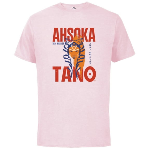 Star Wars Ahsoka Tano Jedi Warrior Aurebesh Disney+ - Short Sleeve Cotton T-Shirt for Adults - Customized-Soft Pink