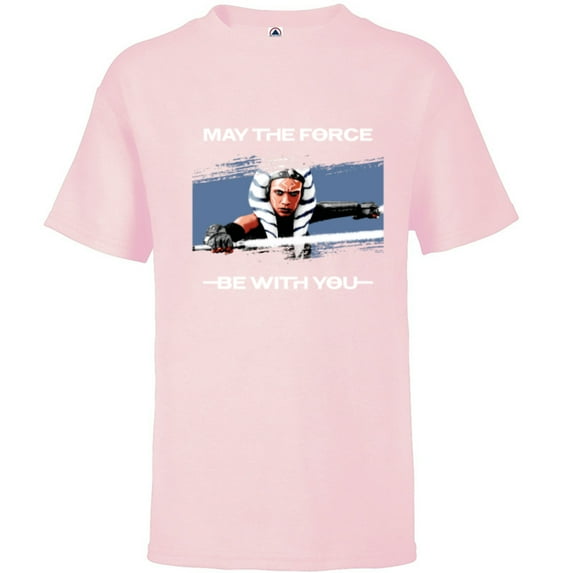 Star Wars Ahsoka Tano May the Force Be With You Disney+ - Short Sleeve T-Shirt for Kids - Customized-Soft Pink