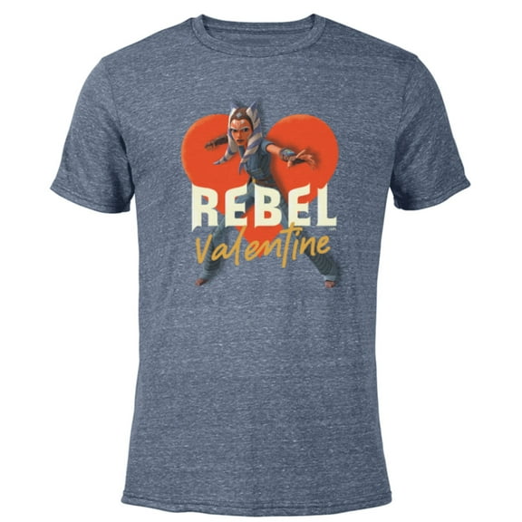 Star Wars Ahsoka Tano Rebel Valentine - Short Sleeve Blended T-Shirt for Adults - Customized-Navy Heather