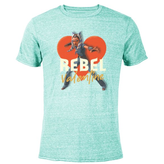 Star Wars Ahsoka Tano Rebel Valentine - Short Sleeve Blended T-Shirt for Adults - Customized-Ocean Blue