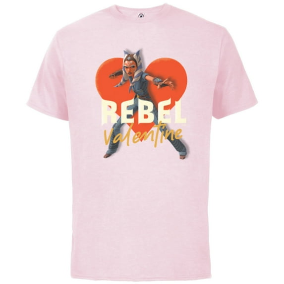 Star Wars Ahsoka Tano Rebel Valentine - Short Sleeve Cotton T-Shirt for Adults - Customized-Soft Pink