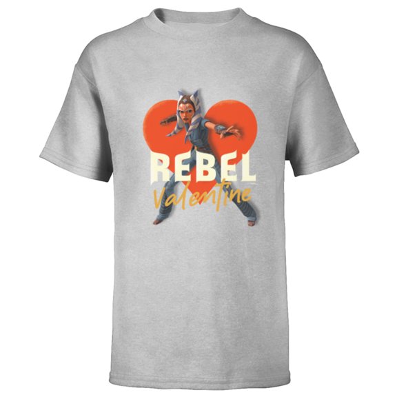 Star Wars Ahsoka Tano Rebel Valentine - Short Sleeve T-Shirt for Kids - Customized-Athletic Heather